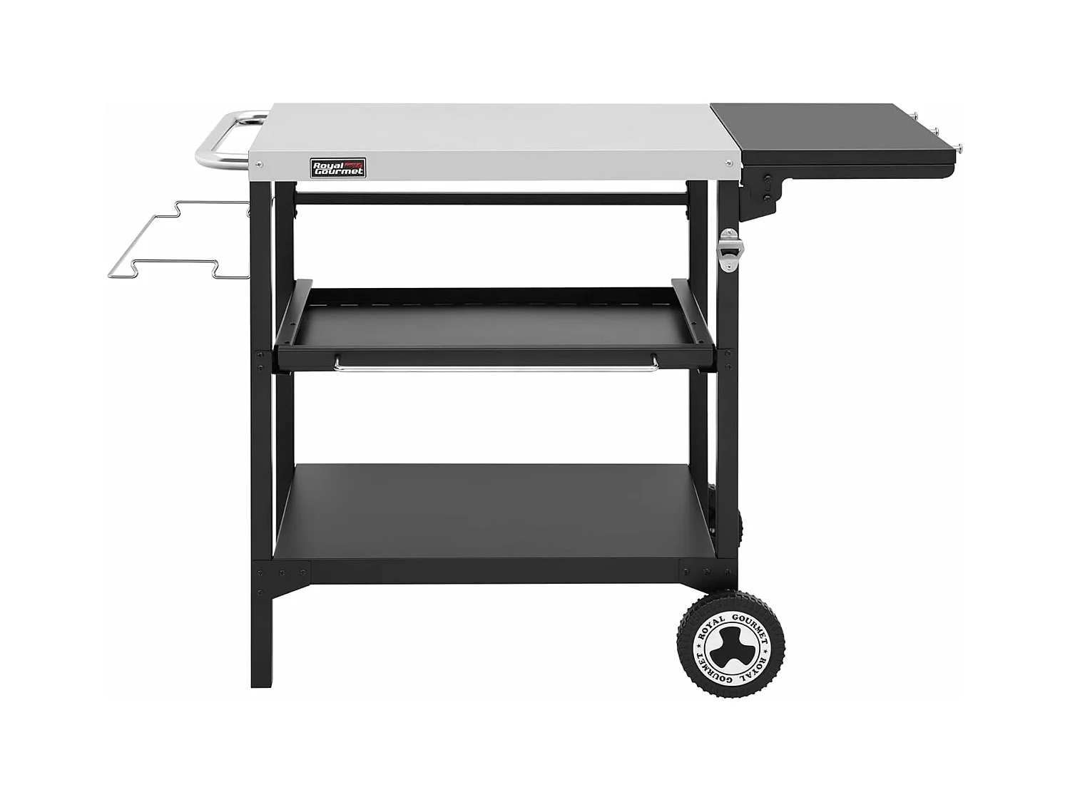 Desserte pour Plancha Royal Gourmet-Chariot pour Barbecue avec Table d'Appoint Pliable