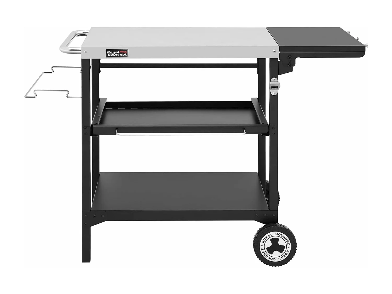 Desserte pour Plancha Royal Gourmet-Chariot pour Barbecue avec Table d'Appoint Pliable
