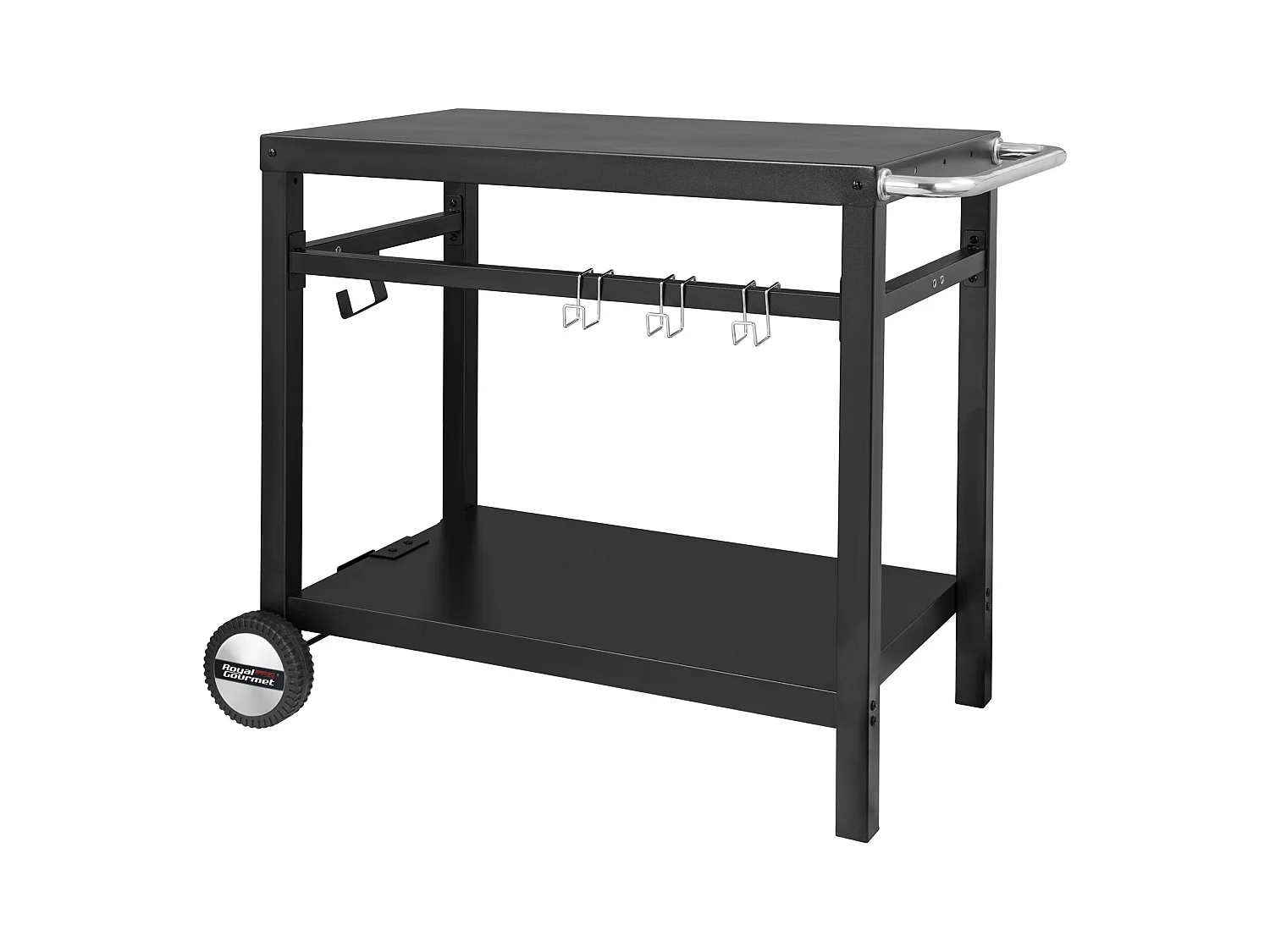 Desserte pour Plancha en Métal Noir - Deux Étagères -100,5 x 59 x 81 cm