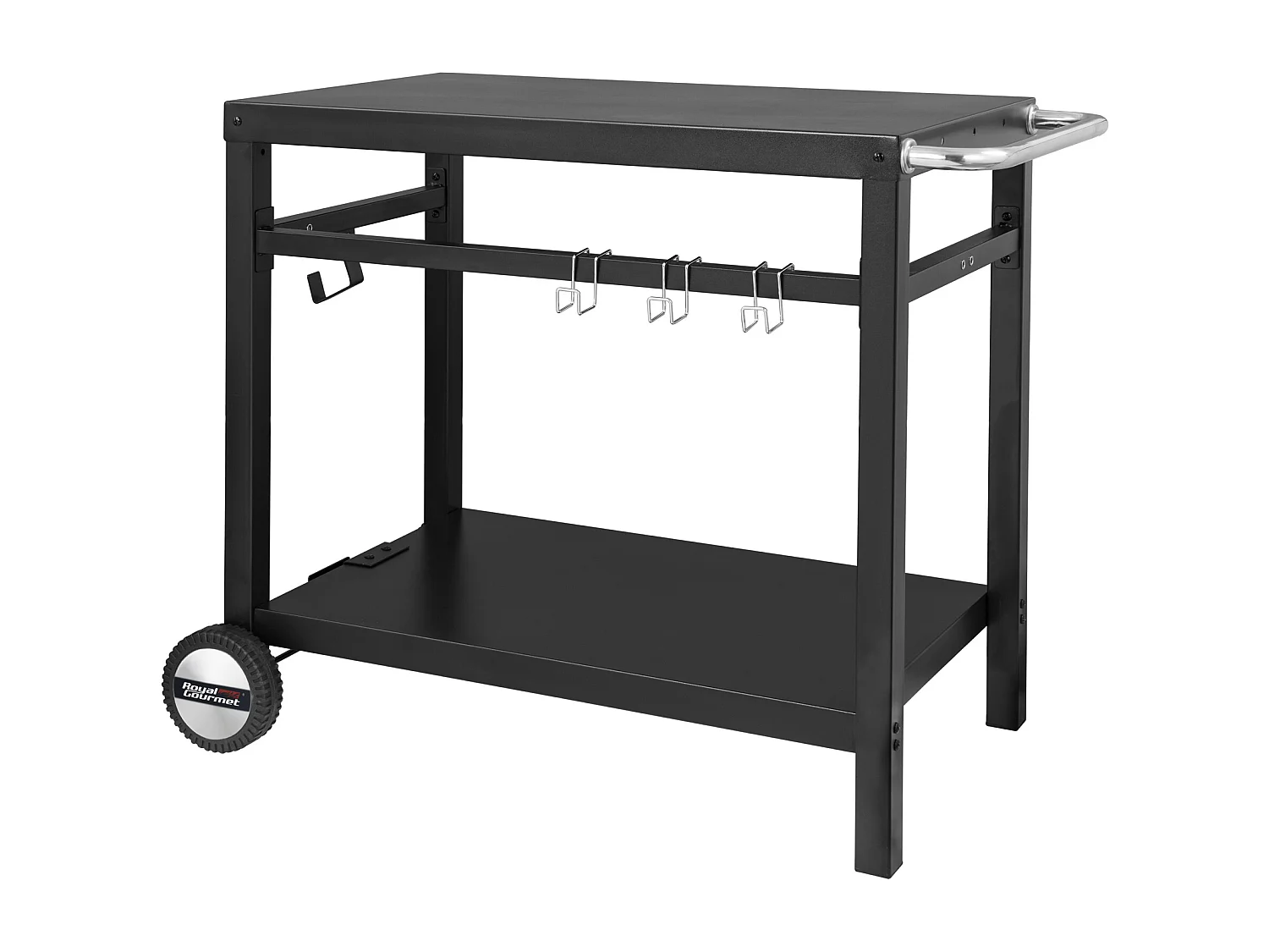 Desserte pour Plancha en Métal Noir - Deux Étagères -100,5 x 59 x 81 cm