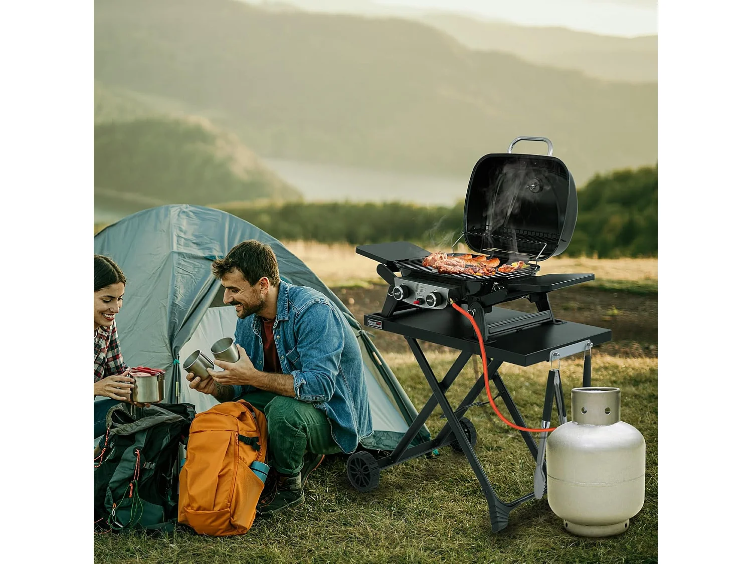 Chariot Pliant pour Plancha Royal Gourmet pour Série GT2005-F-Dessus de Table 79 x 46,8 cm