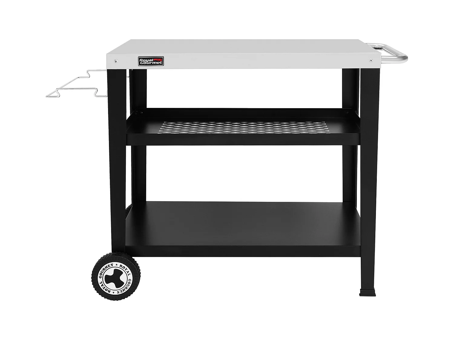 Desserte pour Plancha Royal Gourmet 3 Étagères - Dessus de Table en Acier Inox 85 x 50 cm