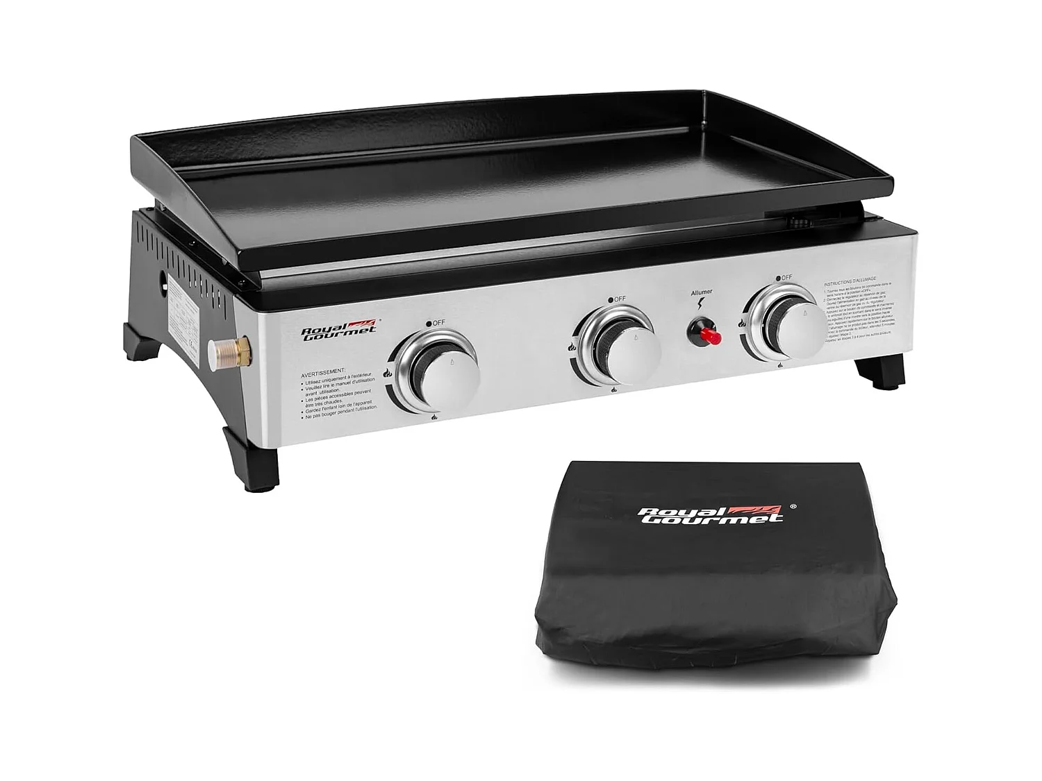 Plancha Gaz Royal Gourmet en Acier Émaillé -3 Brûleurs Puissance 7.5kW, Surface Cuisson 62,0 x 35,5 cm