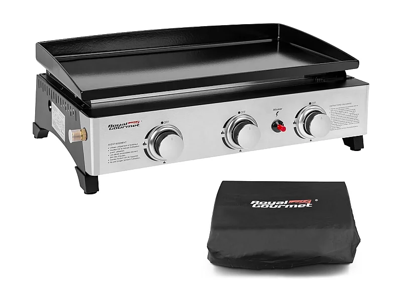 Plancha Gaz Royal Gourmet en Acier Émaillé -3 Brûleurs Puissance 7.5kW, Surface Cuisson 62,0 x 35,5 cm