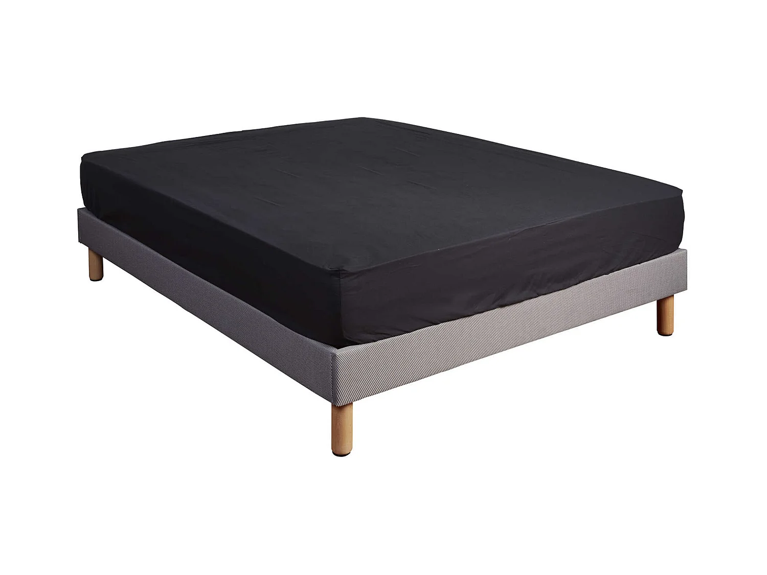 Drap housse 100% coton noir - bonnet 27 cm 140x190