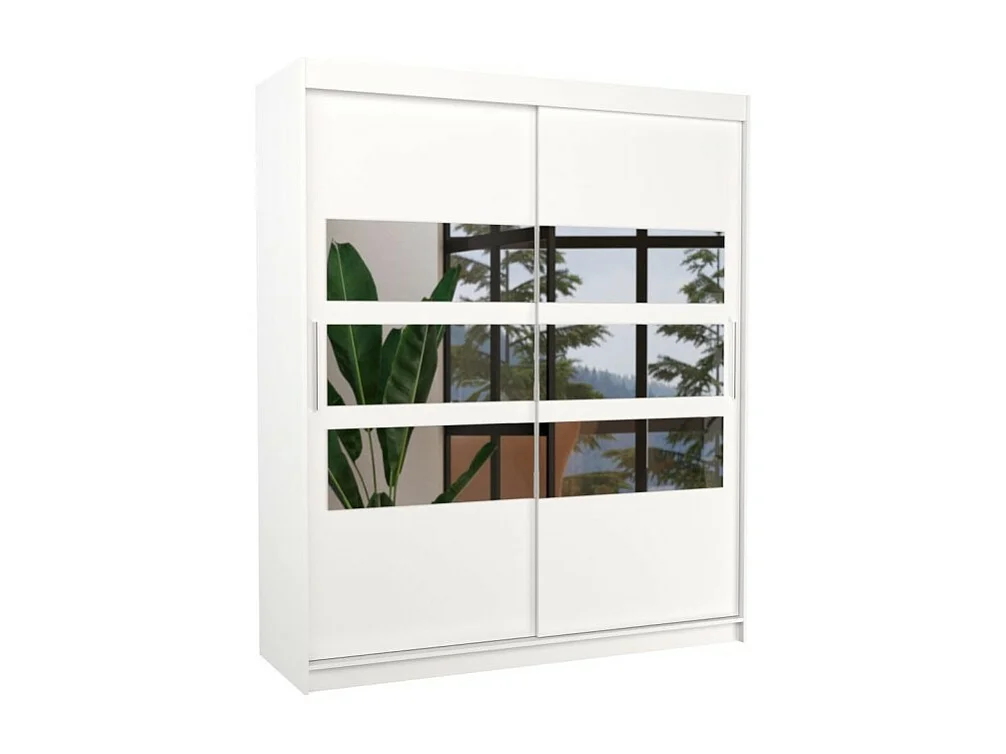 Armoire Toreno (180cm)/Miroir/Portes coulissantes/Blanc