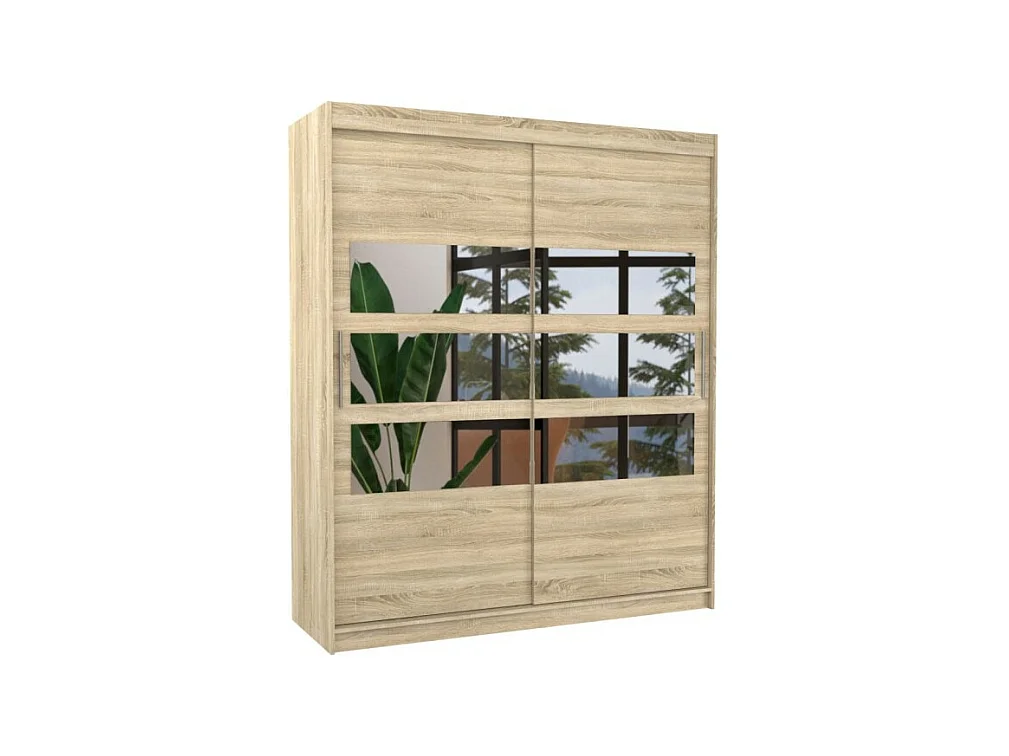 Armoire Toreno (180cm)/Miroir/Portes coulissantes/Sonoma