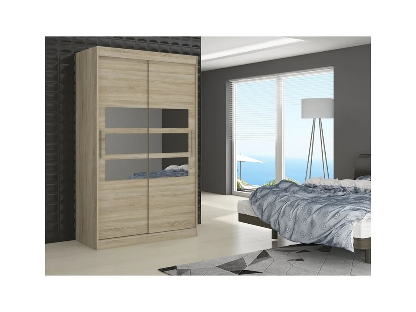 Armoire Toreno (180cm)/Miroir/Portes coulissantes/Sonoma
