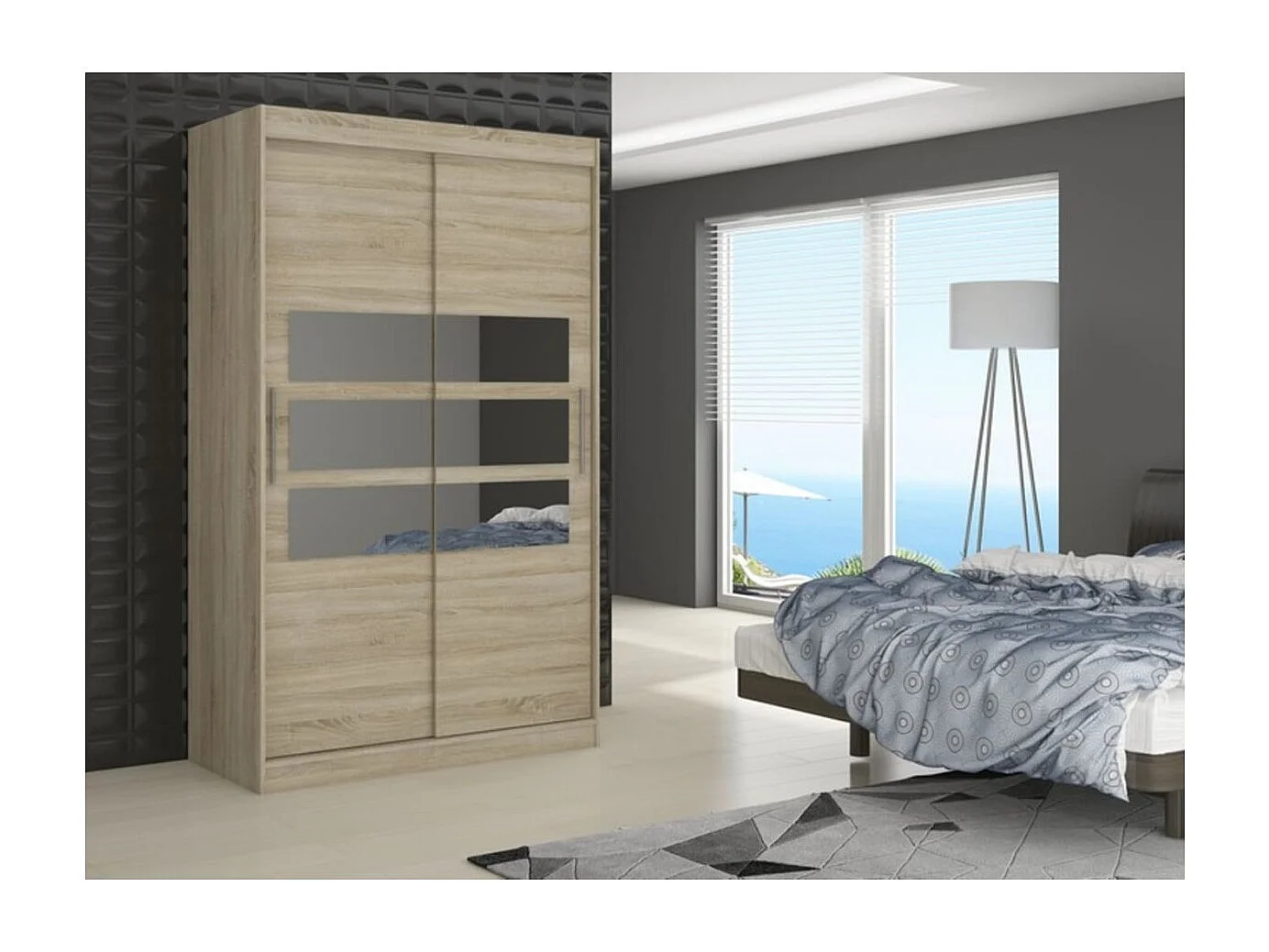 Armadio Toreno (180cm)/Specchio/Ante scorrevoli/Sonoma