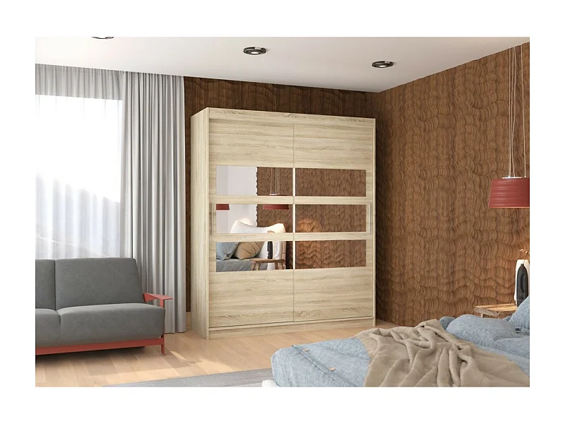 Armadio Toreno (180cm)/Specchio/Ante scorrevoli/Sonoma