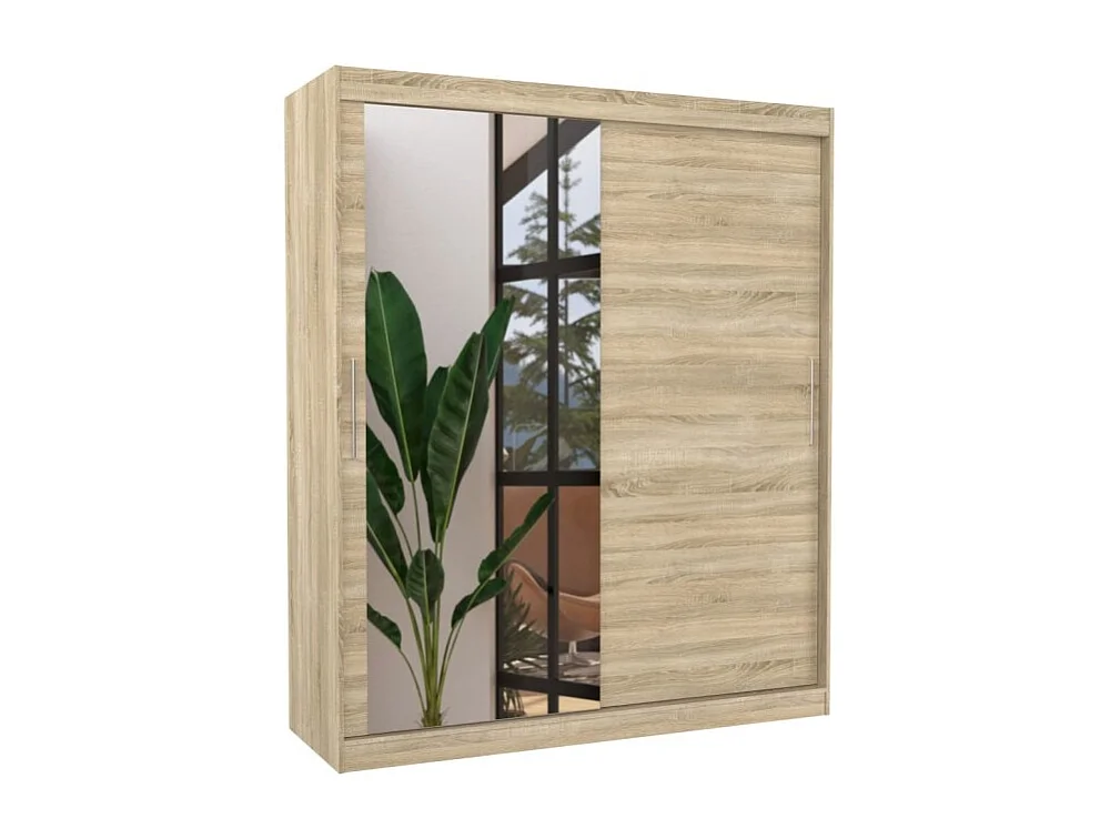 Armoire Tim (180cm)/Miroir/Portes coulissantes/Sonoma