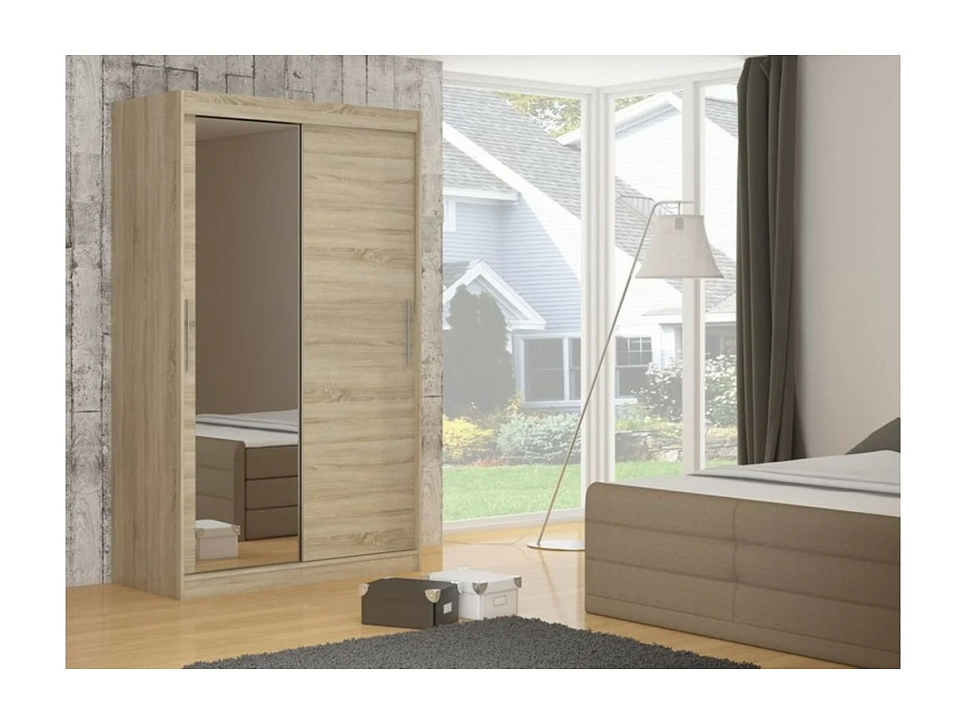 Armoire Tim (180cm)/Miroir/Portes coulissantes/Sonoma