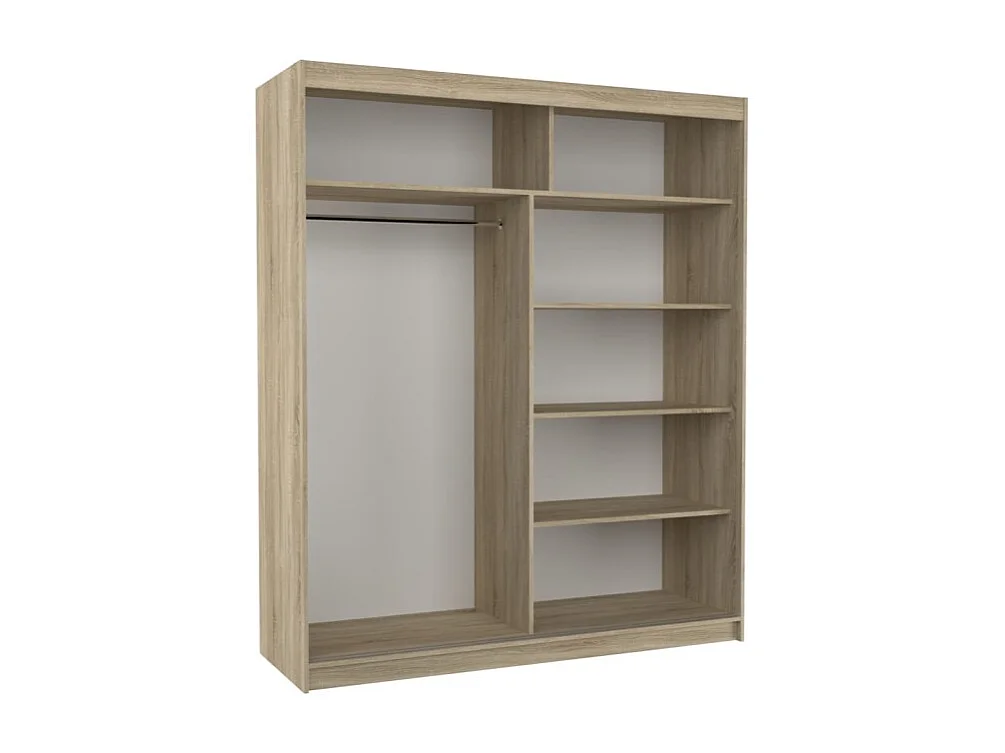 Kleiderschrank Toreno Lux (180cm)/Spiegel/LED/Schiebetüren/Sonoma