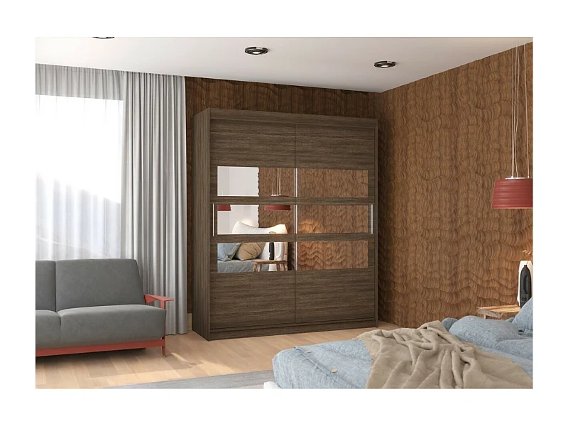 Armoire Toreno (180cm)/Miroir/Portes coulissantes/Marron
