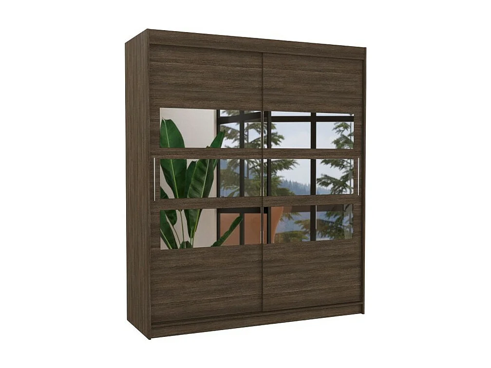 Armadio Toreno (180cm)/Specchio/Ante scorrevoli/Marrone