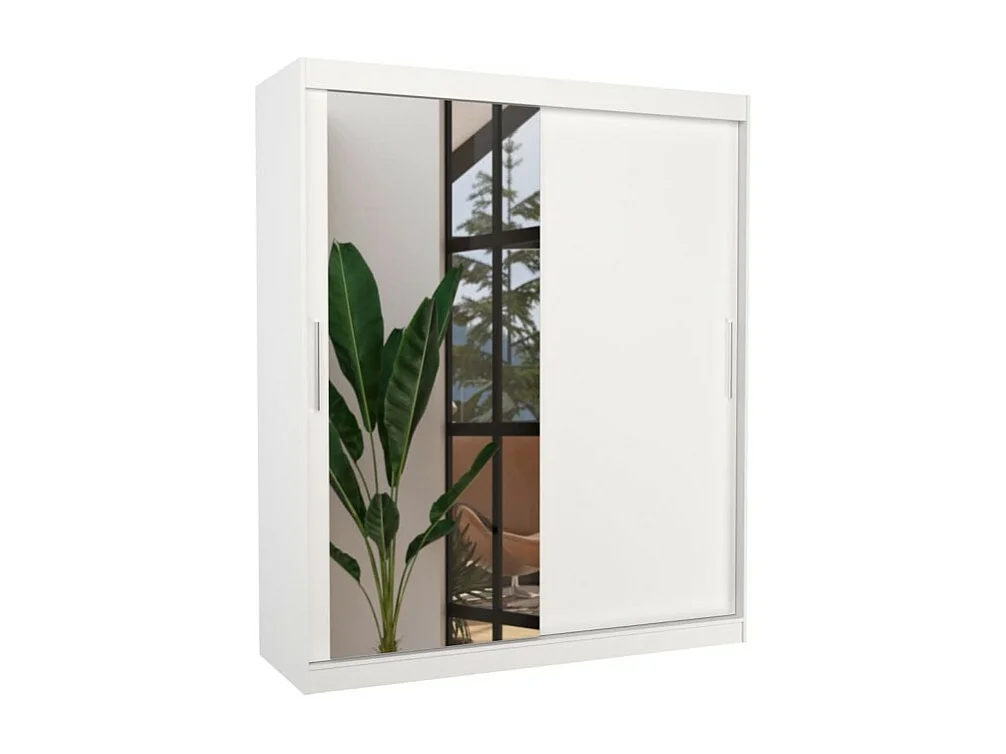 Armoire Tim (180cm)/Miroir/Portes coulissantes/Blanc