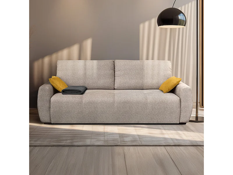 Canapé convertible 3 places avec coffre et matelas ressort L246 cm - ALBA