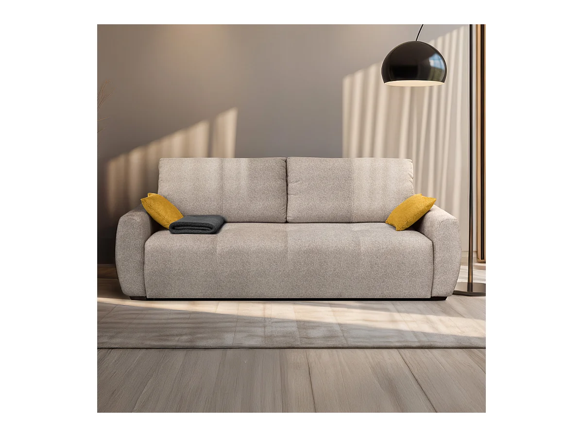 Canapé convertible 3 places avec coffre et matelas ressort L246 cm - ALBA