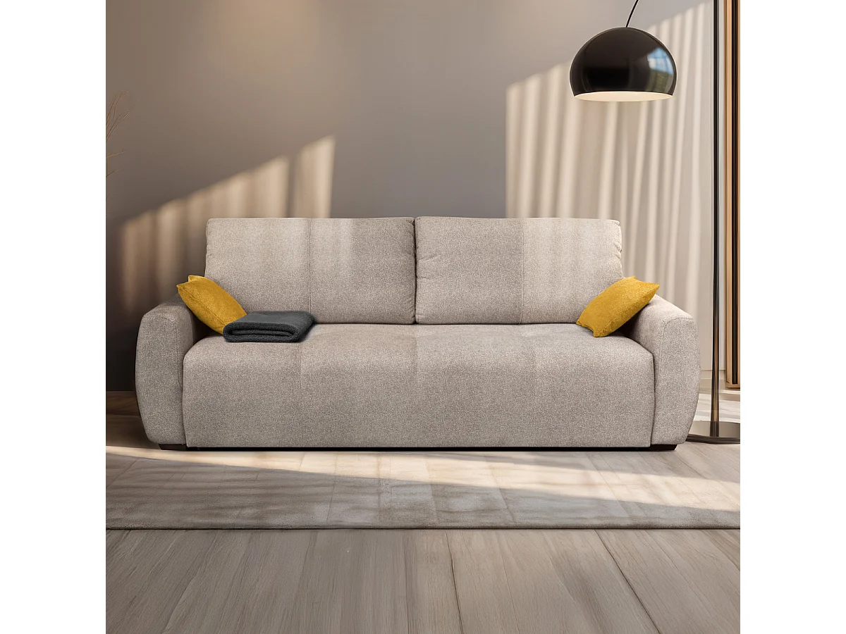 Canapé convertible 3 places avec coffre et matelas ressort L246 cm - ALBA