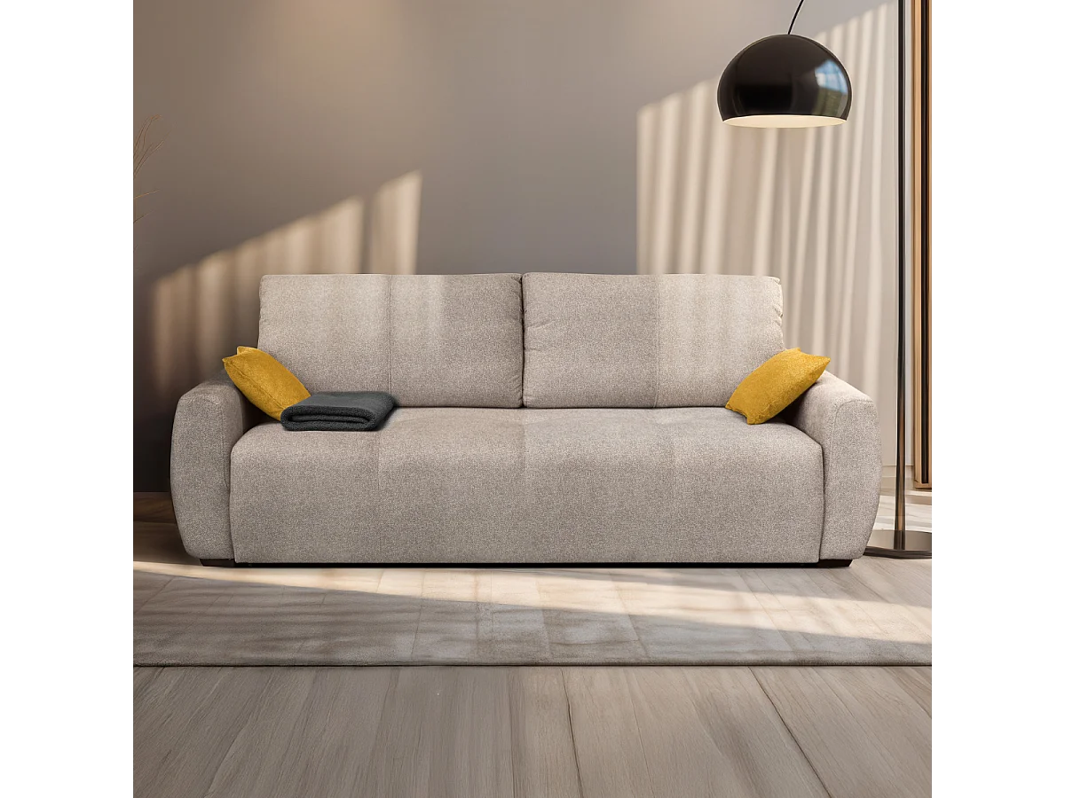 Canapé convertible 3 places avec coffre et matelas ressort L246 cm - ALBA