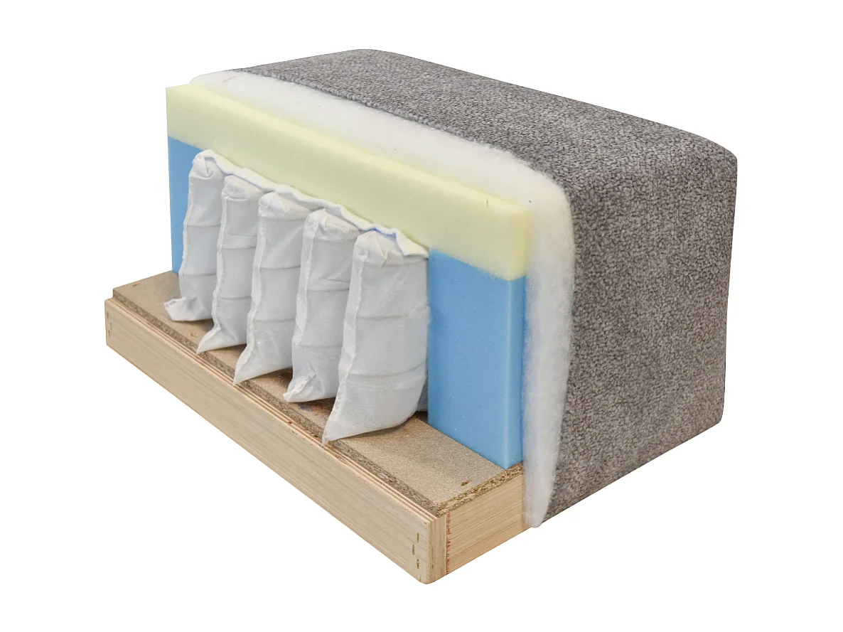 Canapé convertible 3 places avec coffre et matelas ressort L246 cm - ALBA