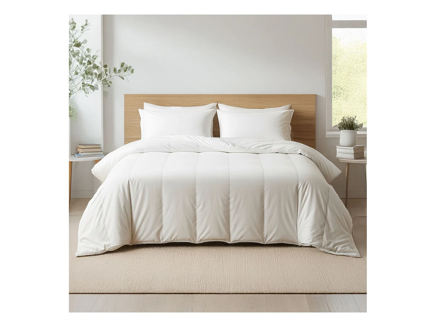 Pack couette tempérée mi-saison et oreiller moelleux 240x220 cm