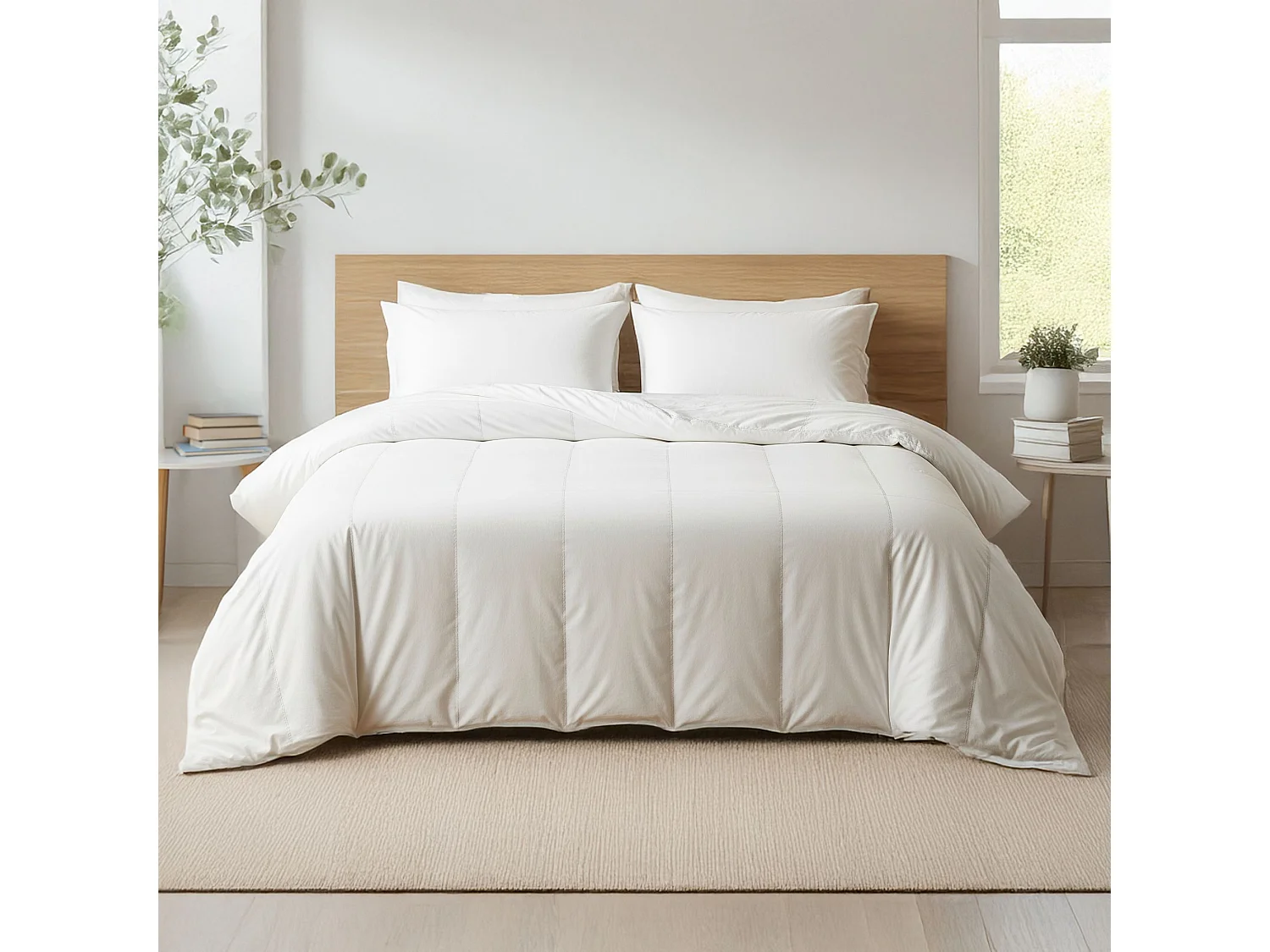 Pack couette tempérée mi-saison et oreiller moelleux 240x220 cm