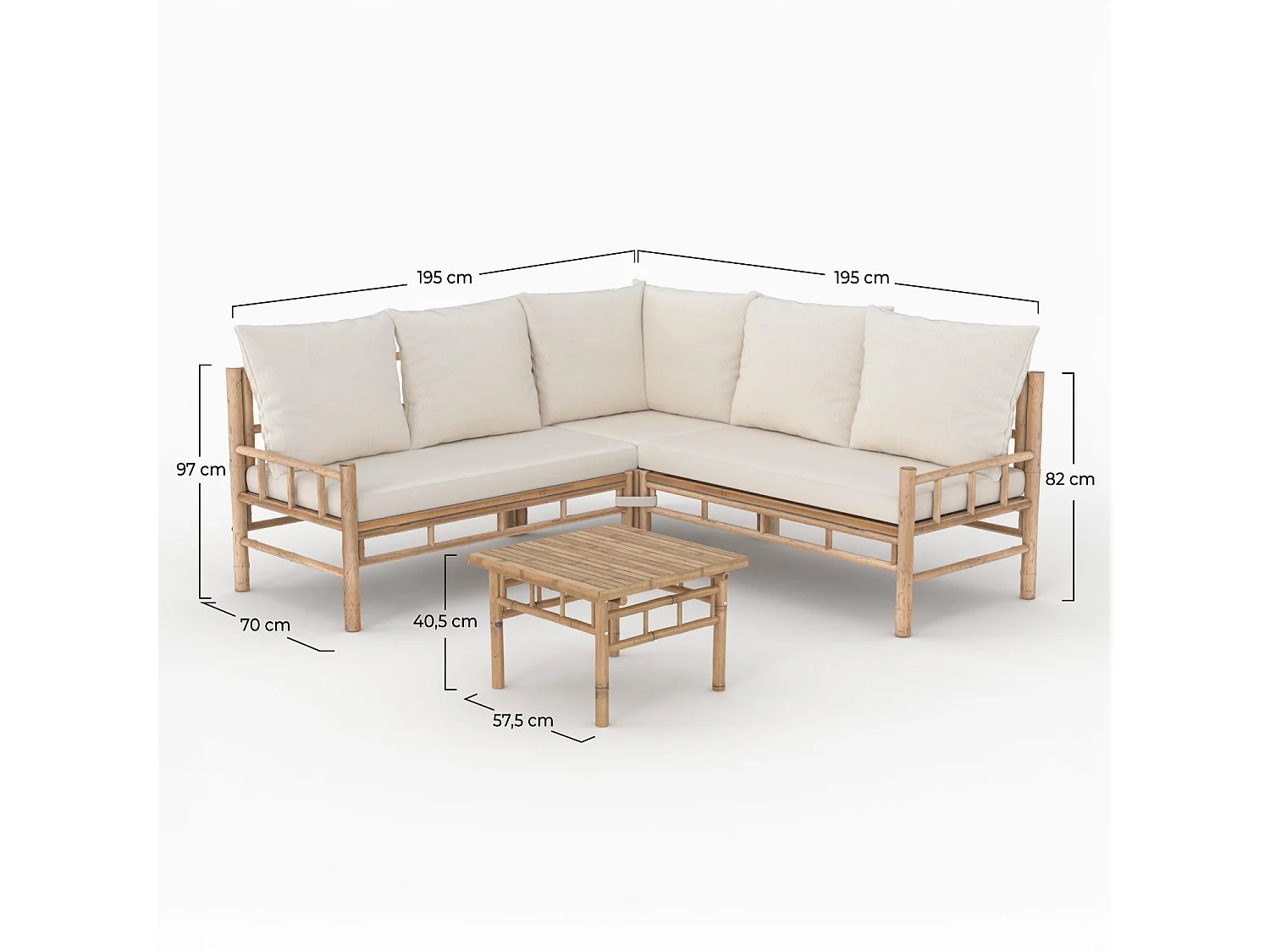 <p>Set da giardino per 5 persone in bambù</p> - Vadella