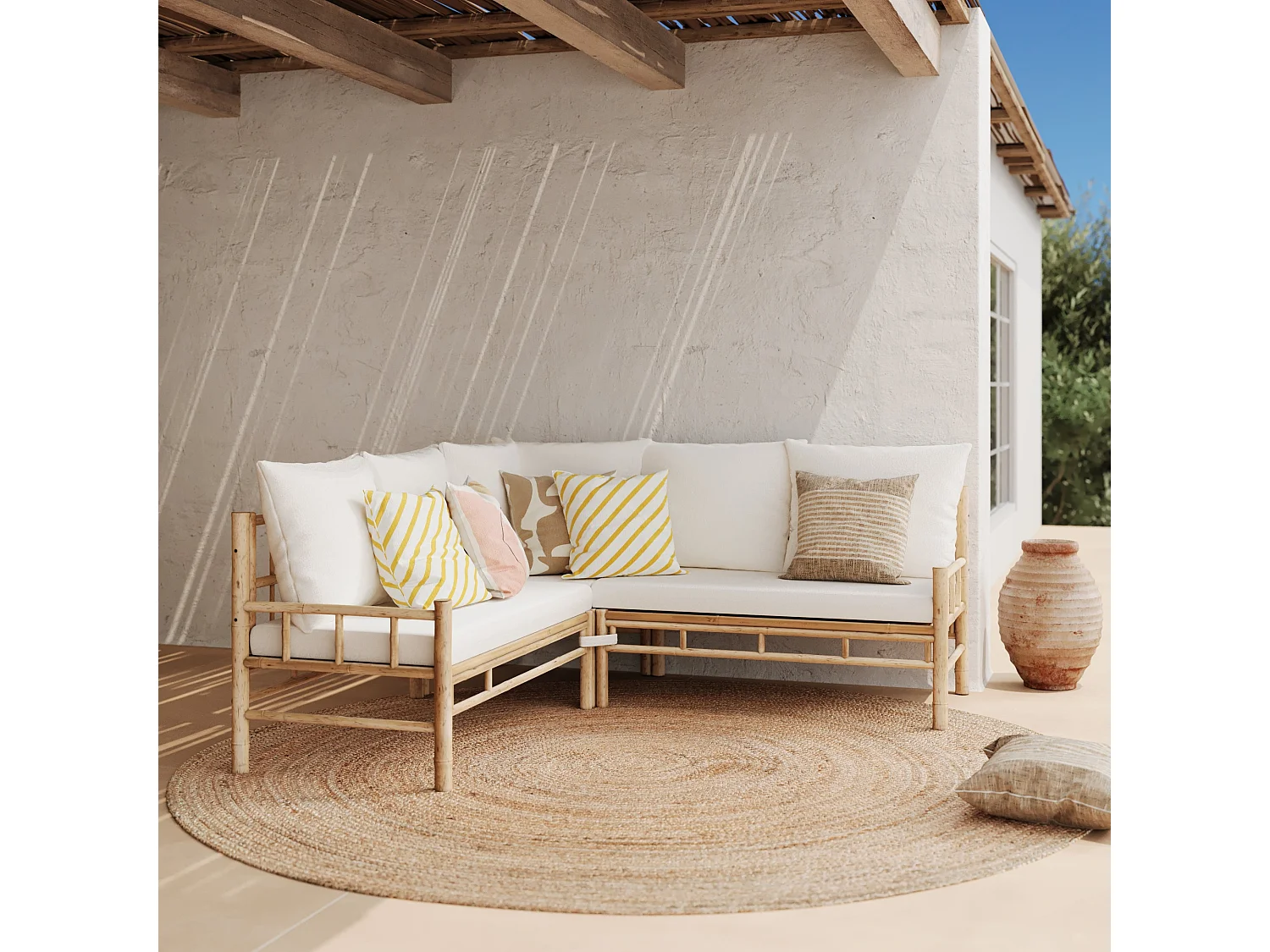 <p>Set da giardino per 5 persone in bambù</p> - Vadella