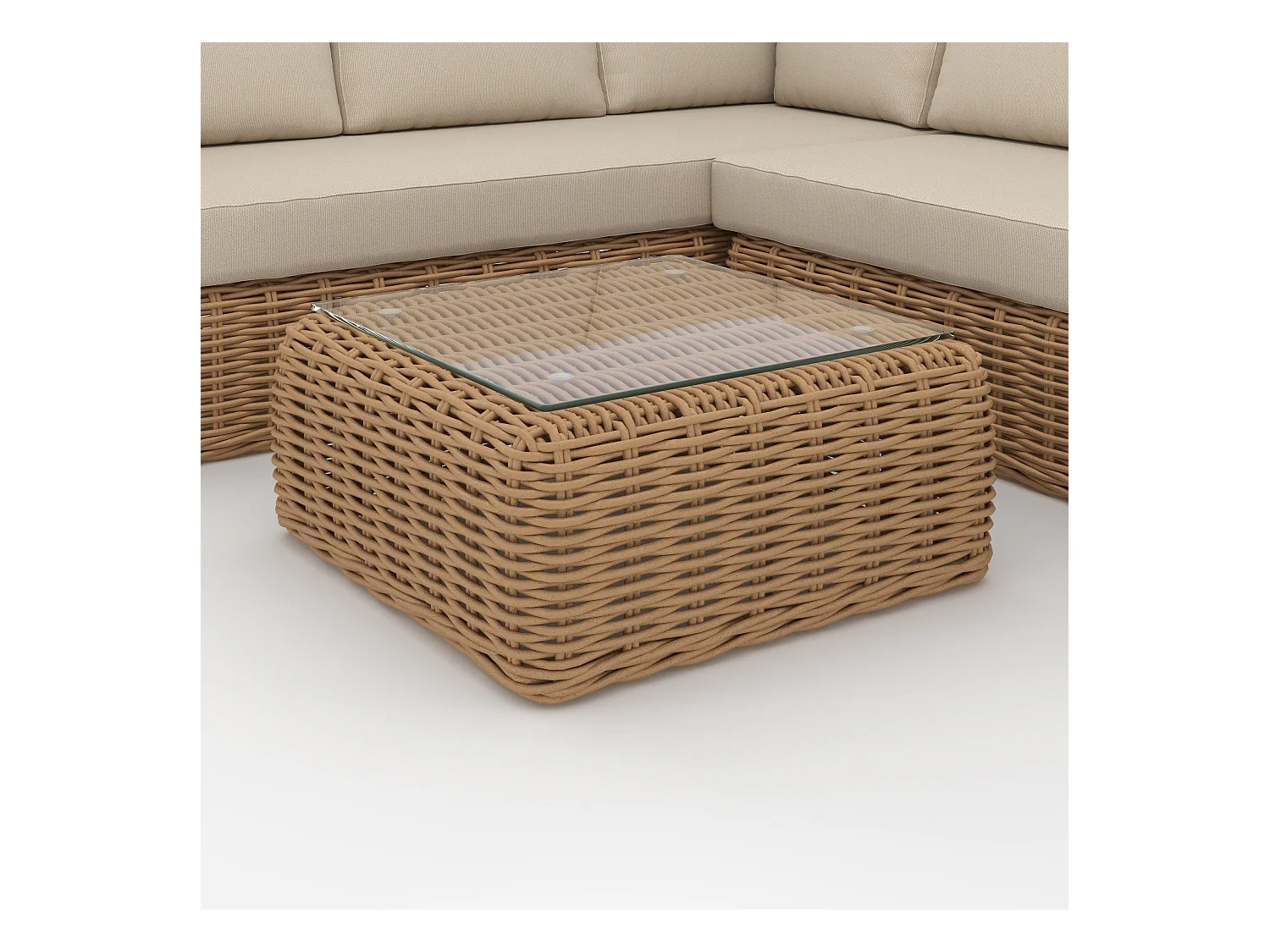 Salotto da giardino 4 persone in resina intrecciata e tessuto beige - Savana