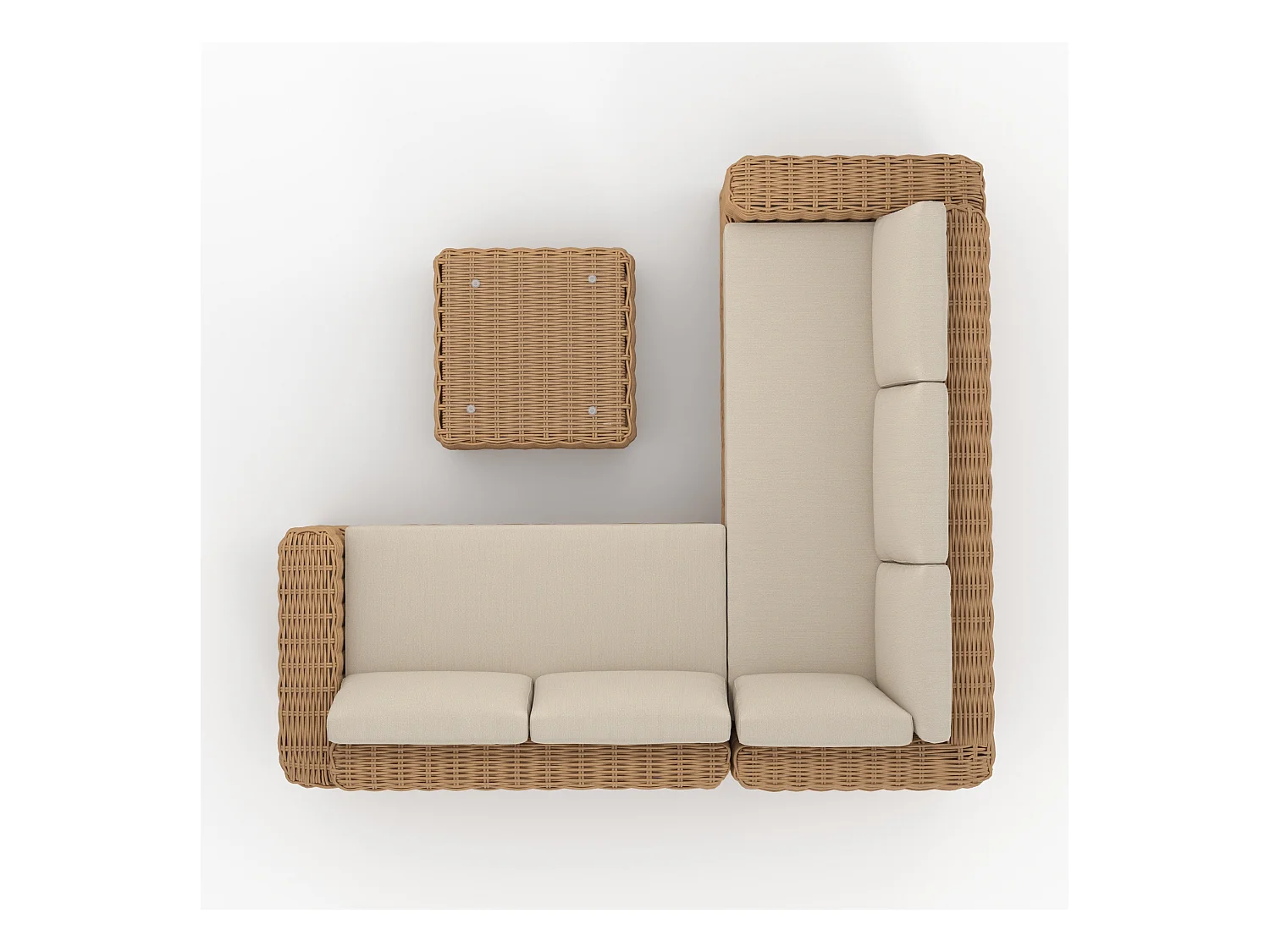 Salotto da giardino 4 persone in resina intrecciata e tessuto beige - Savana