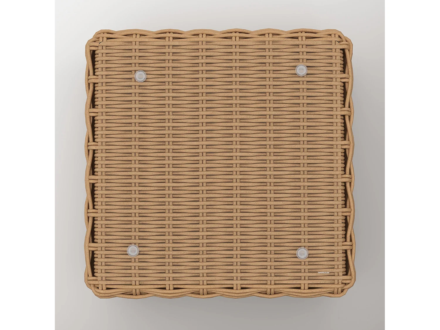 Salon de jardin 4 personnes en résine tressé et tissu beige - Savana