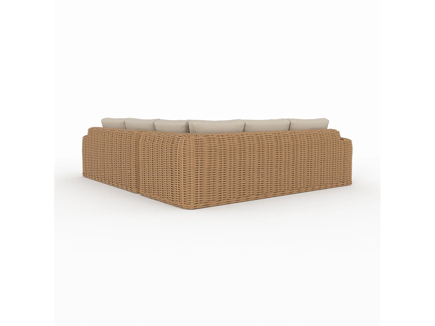 Salon de jardin 4 personnes en résine tressé et tissu beige - Savana
