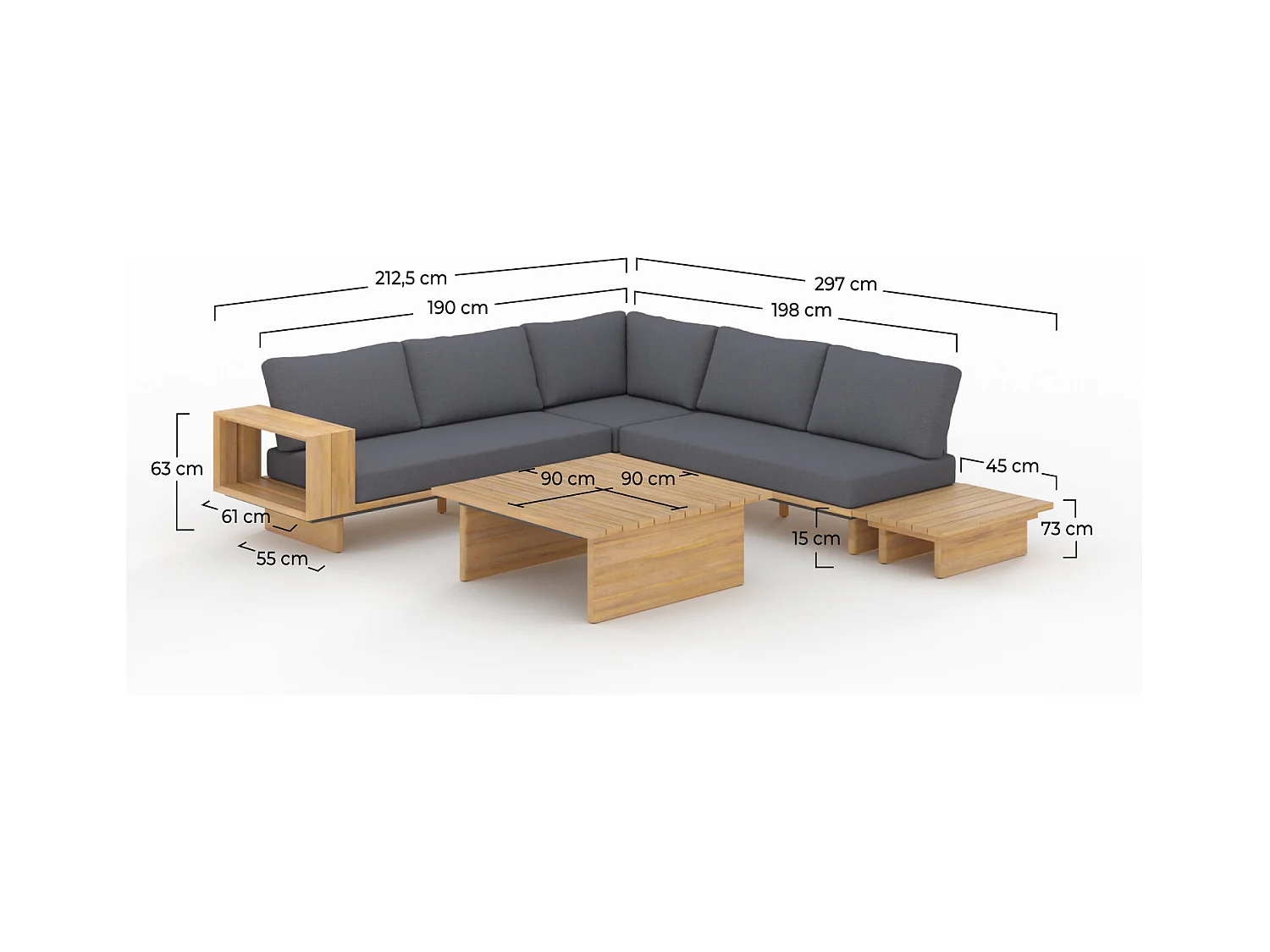 <font>Salotto da giardino 4 persone in legno di acacia</font> - Seya