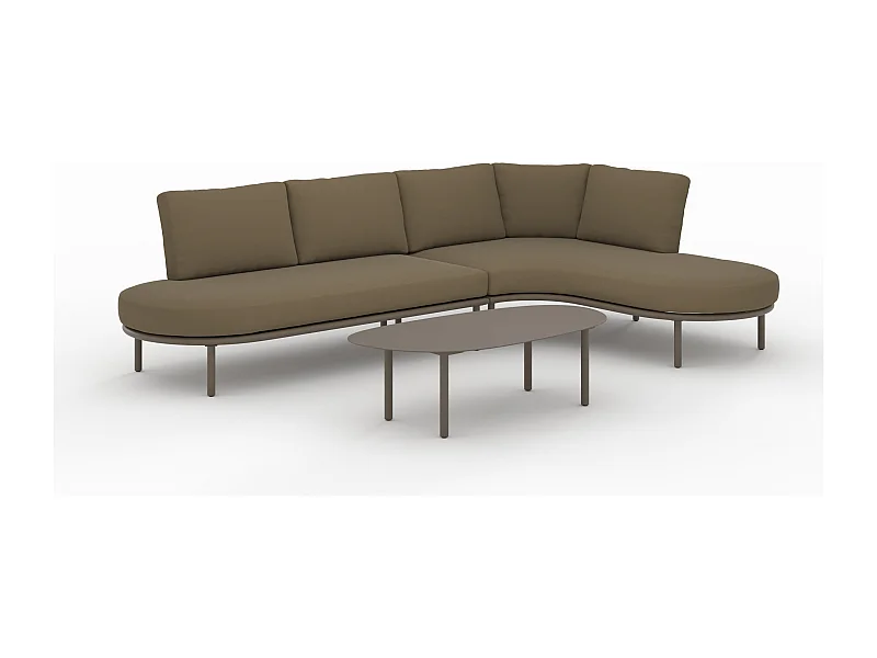 Juego de jardín de 4 personas de metal y tela verde oliva - Amaya