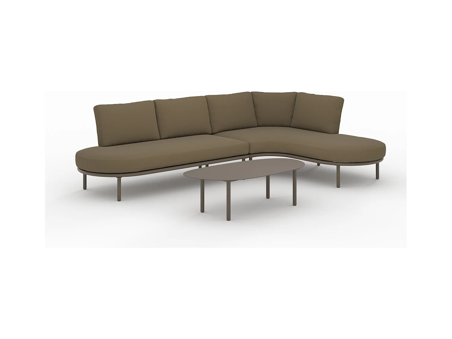 Juego de jardín de 4 personas de metal y tela verde oliva - Amaya