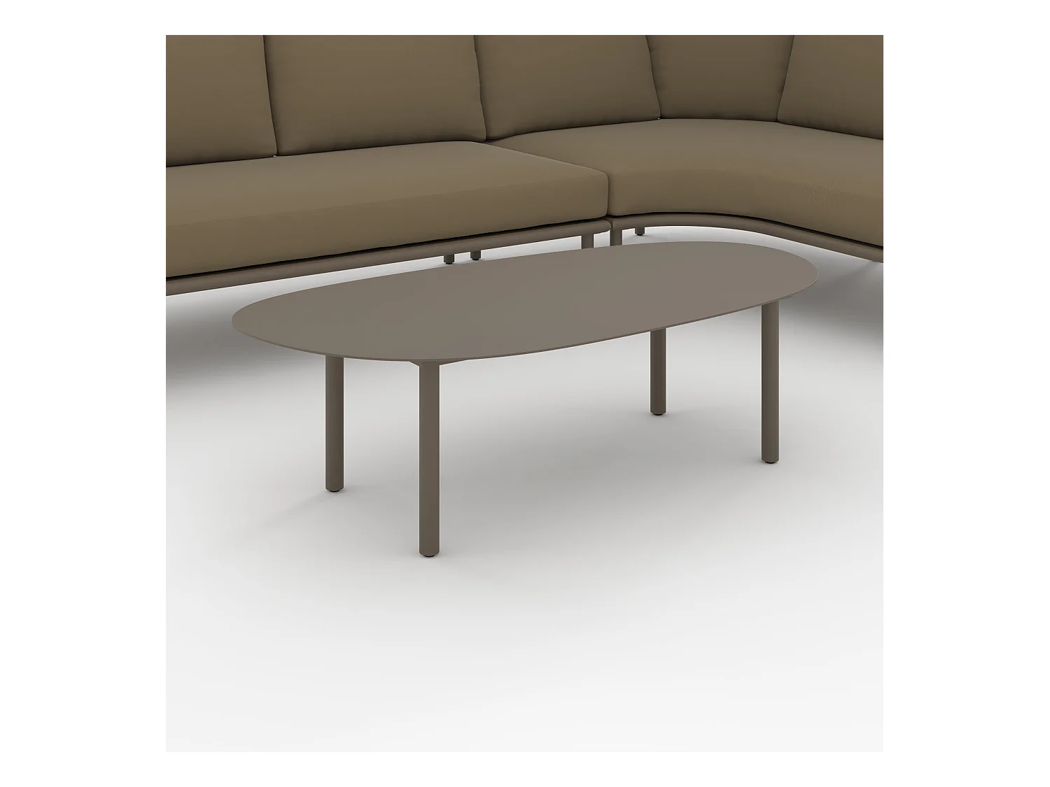 Juego de jardín de 4 personas de metal y tela verde oliva - Amaya