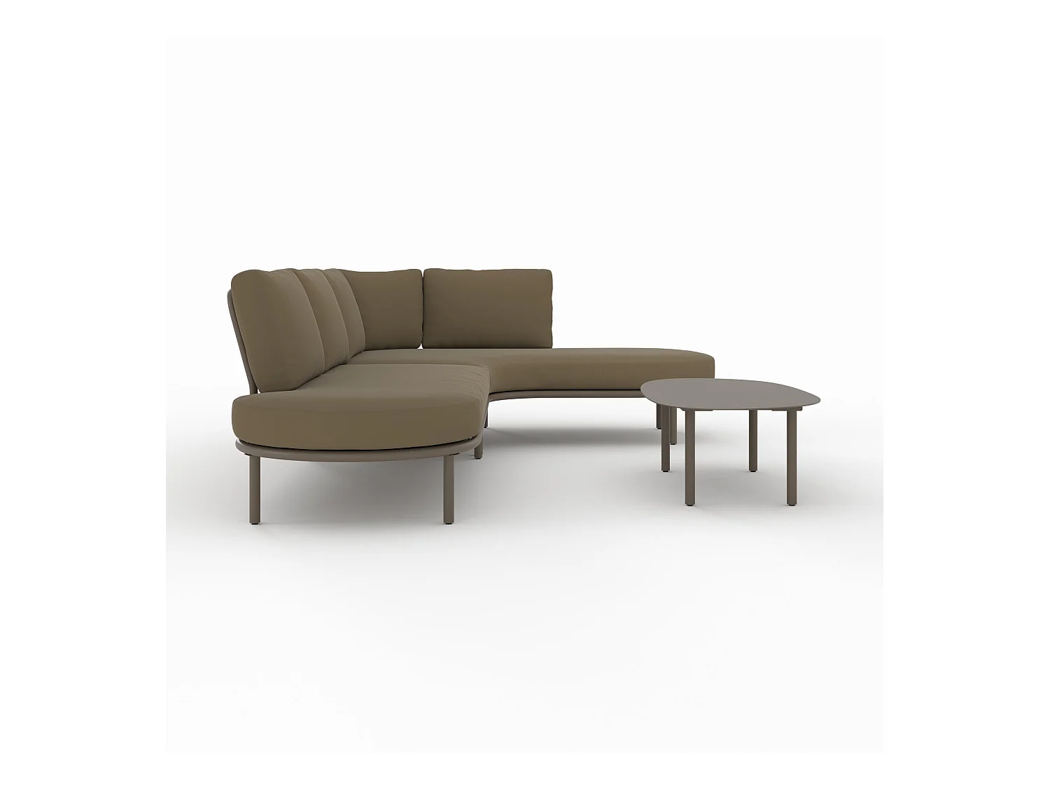 Juego de jardín de 4 personas de metal y tela verde oliva - Amaya