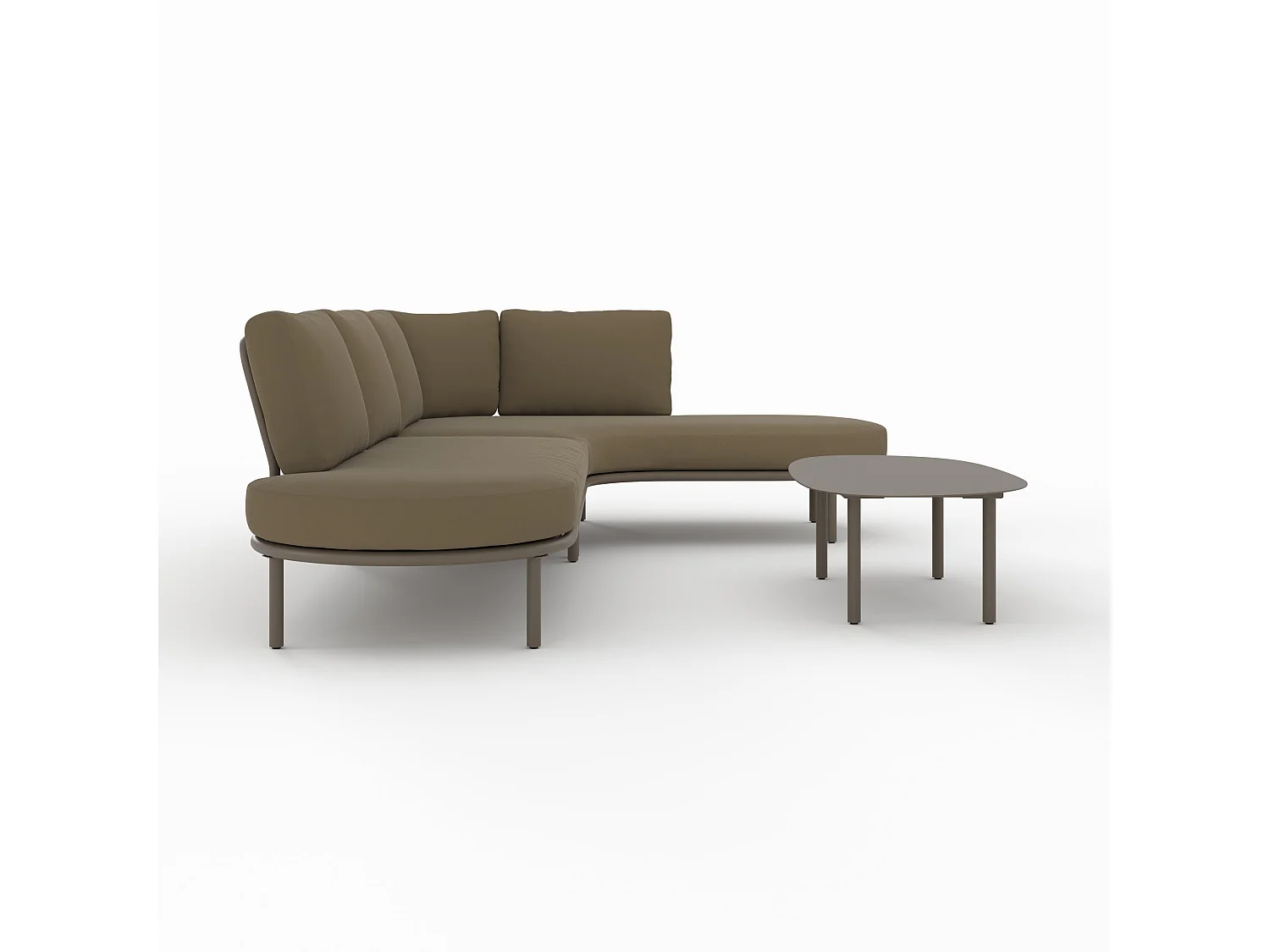 Juego de jardín de 4 personas de metal y tela verde oliva - Amaya