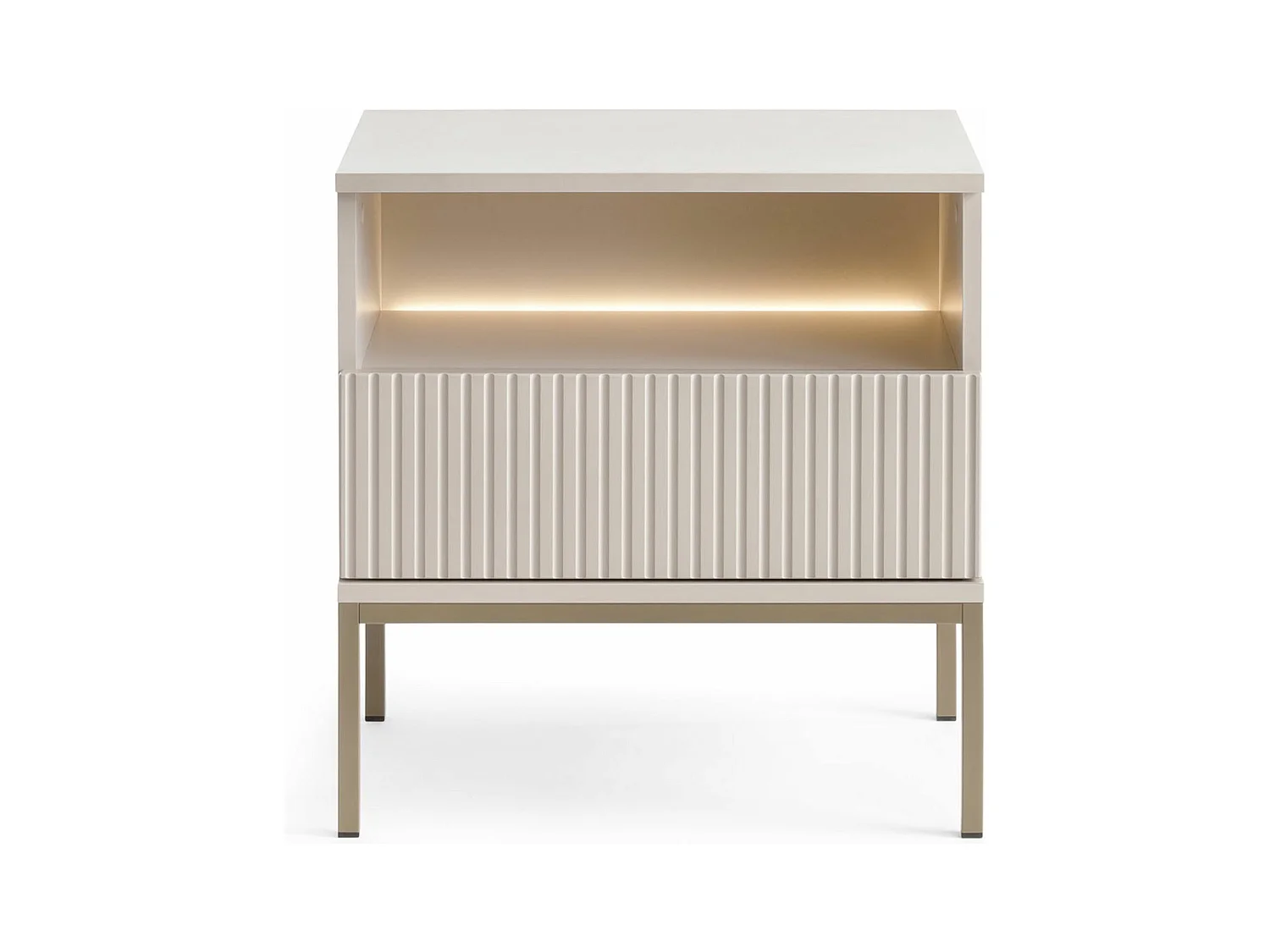 Table de chevet avec LED - 54 cm - grège - TOSENA