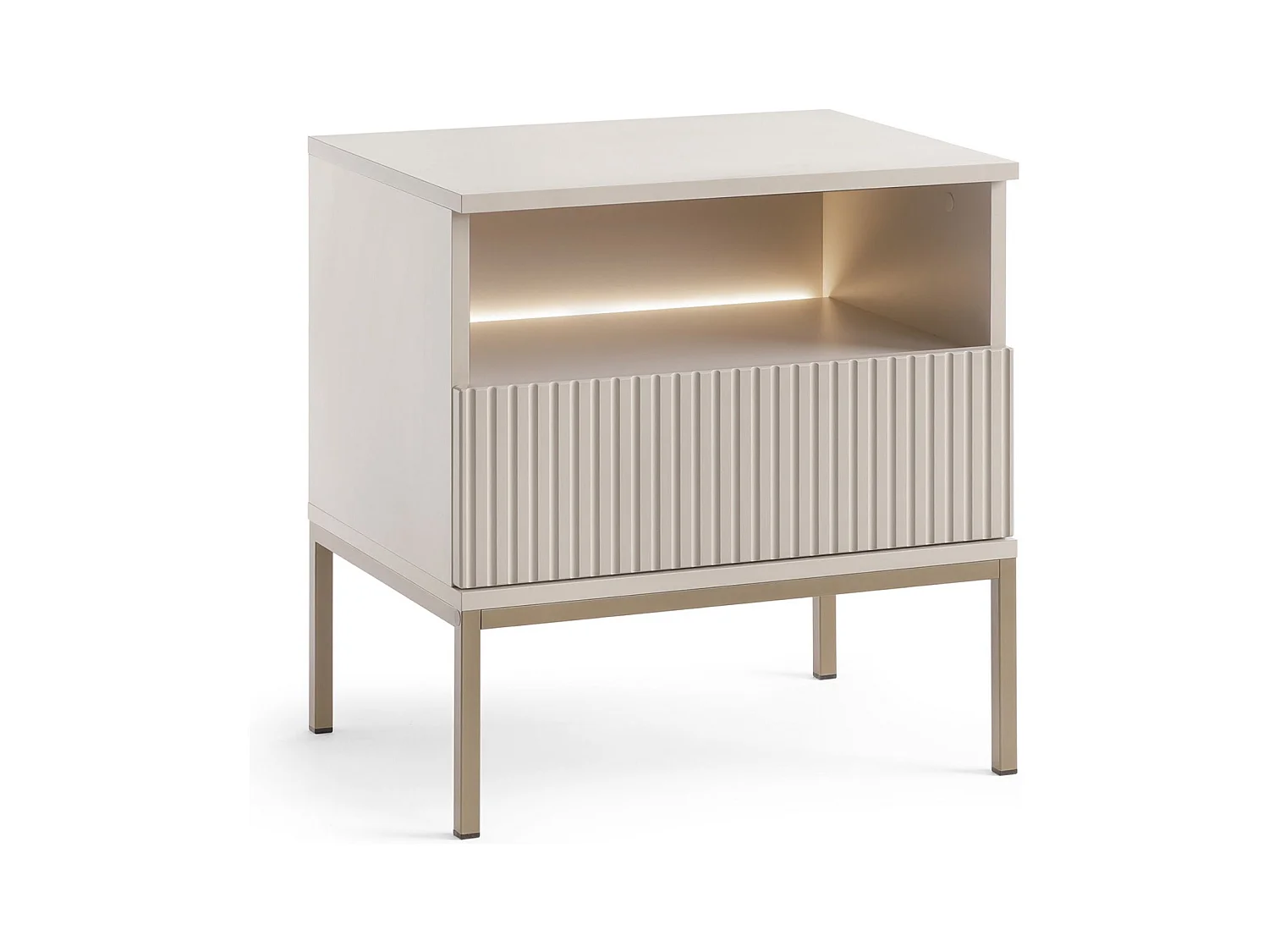 Table de chevet avec LED - 54 cm - grège - TOSENA