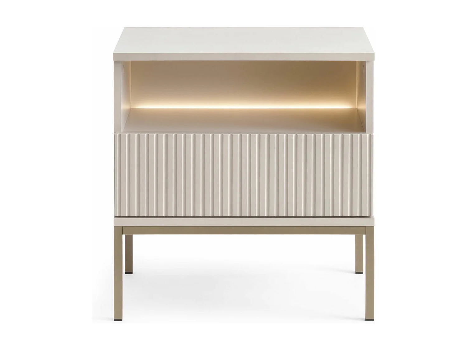 Table de chevet avec LED - 54 cm - grège - TOSENA