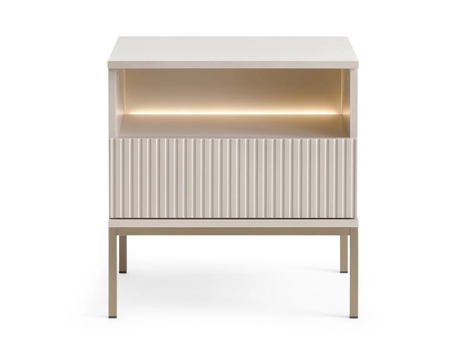 Table de chevet avec LED - 54 cm - grège - TOSENA