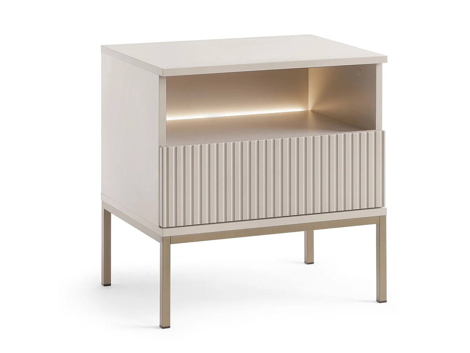 Table de chevet avec LED - 54 cm - grège - TOSENA