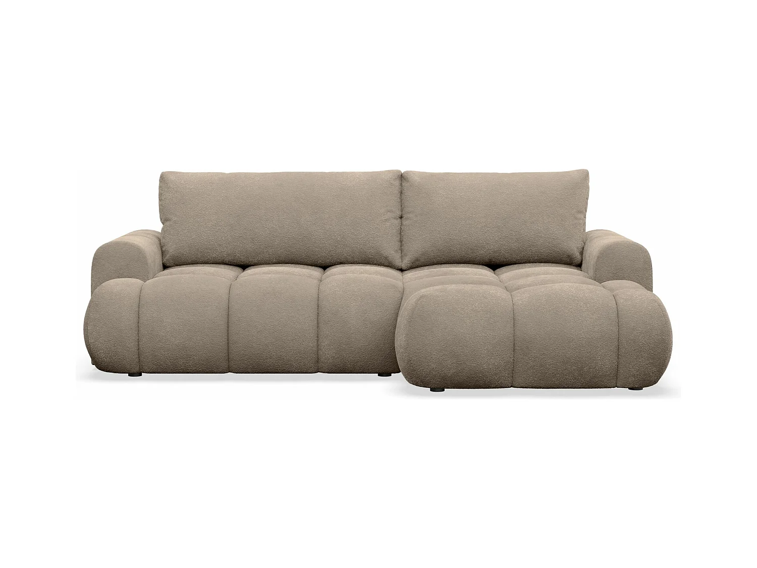 Canapé d'angle convertible - bouclé beige foncé- côté droit - OMBO MINI