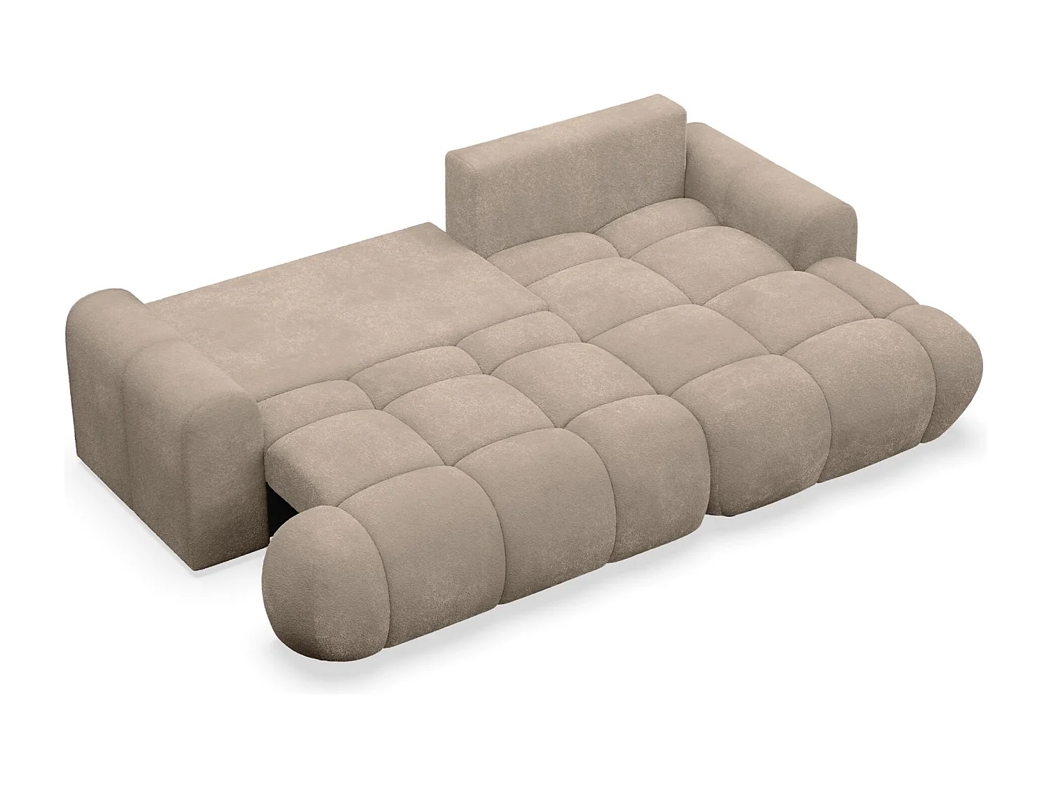 Canapé d'angle convertible - bouclé beige foncé- côté droit - OMBO MINI