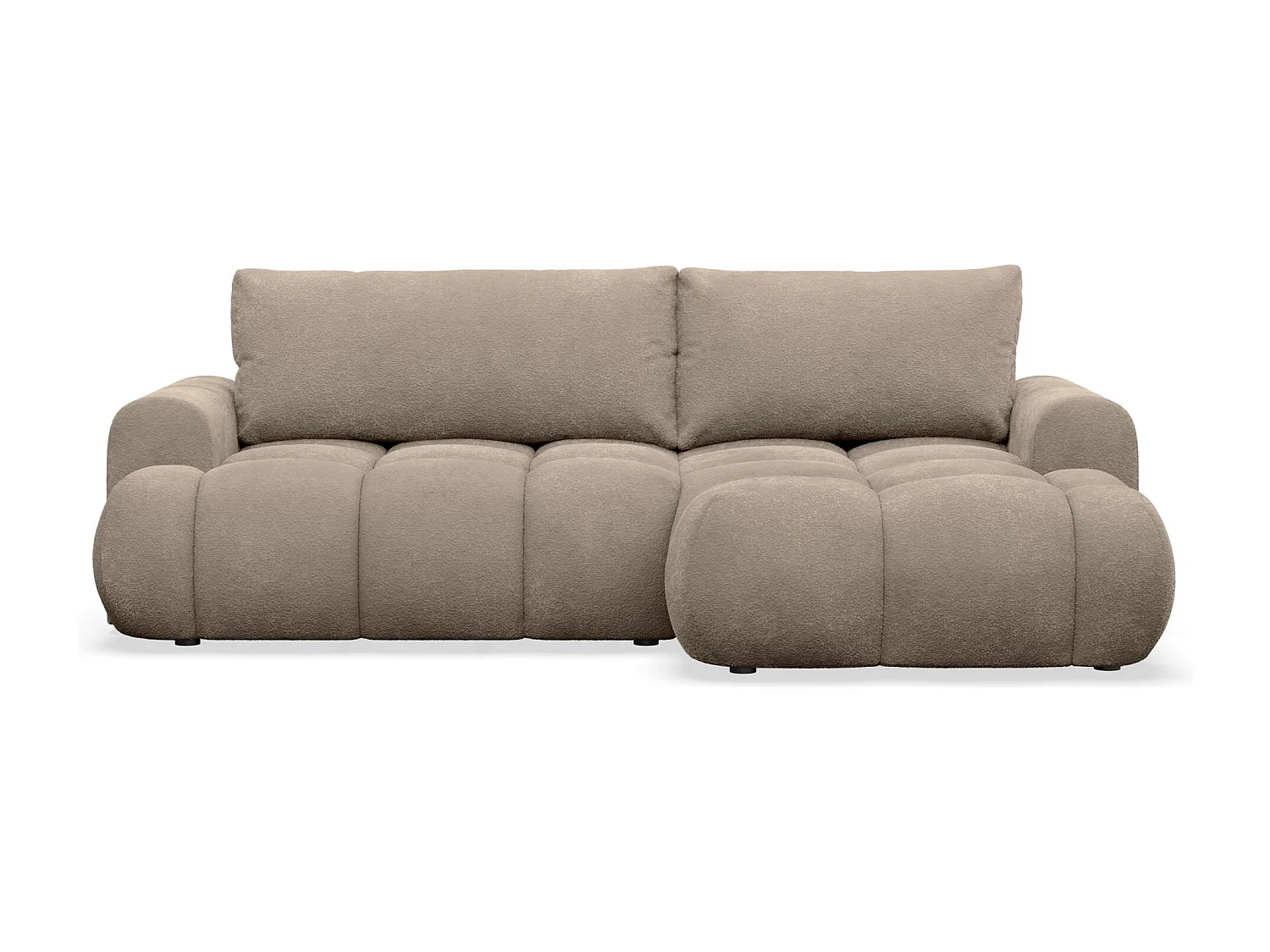 Canapé d'angle convertible - en peluche beige foncé- côté droit - OMBO MINI