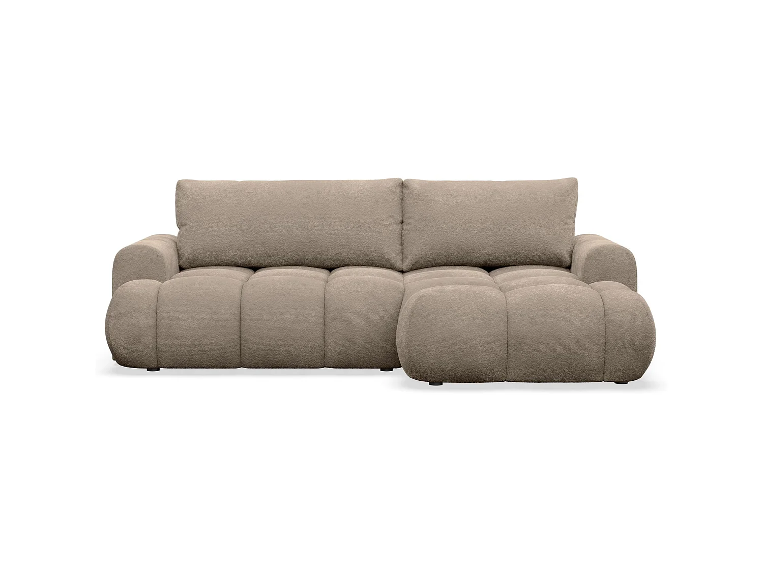 Ecksofa mit Schlaffunktion - Plüsch-Bezug - Dunkelbeige - rechts - OMBO MINI