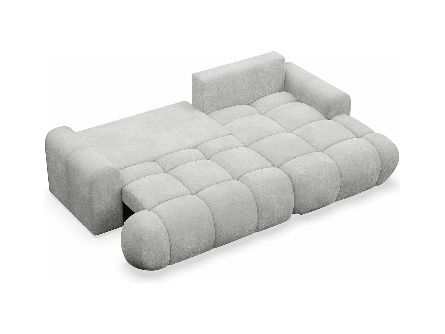 Canapé d'angle convertible - bouclé gris clair- côté droit - OMBO MINI