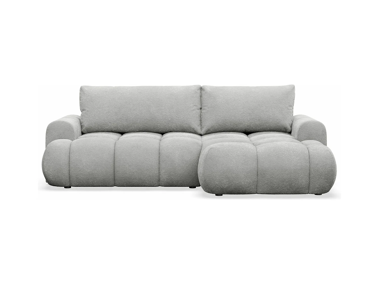 Canapé d'angle convertible - bouclé gris clair- côté droit - OMBO MINI